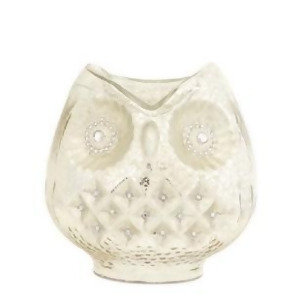 6 White and Silver Woodland Creature Mercury Glass Owl Bird Pillar Candle Holder - All