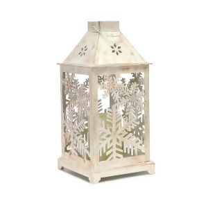 13.5 Decorative Antique White Candle Lantern with Flameless Led Candle - All