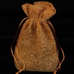 Pack of 12 Gold Fuzz Medium Tie Close Copper Gold Gift Bags 8 - All