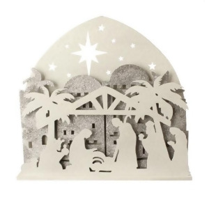 19 Battery Operated Sparkling Ivory and Silver Led Lighted Nativity Silhouette Table Top Decoration - All