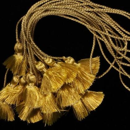 Pack of 10 Small Beautiful Shimmering Antique Gold Tassels 35mm 