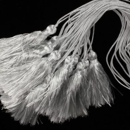 Pack of 10 Medium Shining Metallic Silver Tassels 3