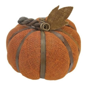 6 Autumn Harvest Rust Orange Burlap Pumpkin with Bamboo Thanksgiving Fall Decoration - All