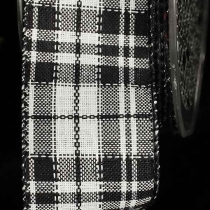 Black and White Plaid Pattern Wired Craft Ribbon 1.5 x 40 Yards - All