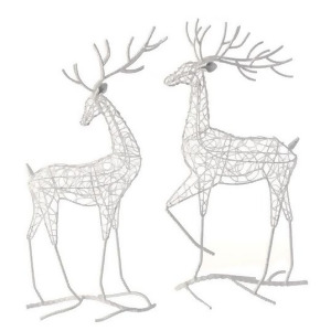 19 Snowy Winter Glittered White Prancing Rear Facing Fawn Deer Christmas Table Top Figure - All