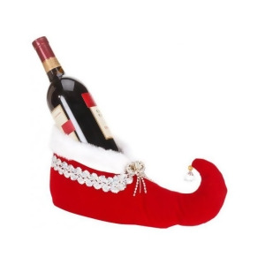 Mark Roberts Collectible Red and Silver Queens Shoe Christmas Wine Bottle Holder #51-32038-Slv - All