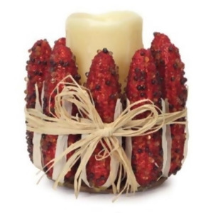 6 Red Corn Ear Craftsman Style Autumn Harvest Pillar Candle Holder - All