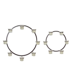 Set of 2 Modern Circle Wall Mounted Black Metal Votive Candle Holders 18 - All