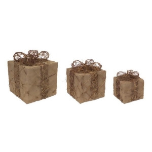 Set of 3 Lighted Natural Jute Rattan Gift Boxes Christmas Decorations 10 - All