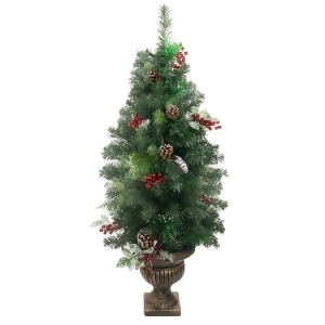4' Potted Pre-Decorated Frosted Pine Cone Berry and Twig Artificial Christmas Tree Unlit - All
