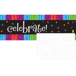 Pack of 6 Giant Multi-Colored Milestone Celebrations Banners with Stickers 5' - All