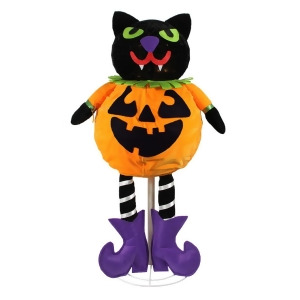 35 Led Lighted Standing Black Cat Jack-O-Lantern Pumpkin Halloween Decoration - All