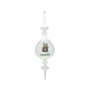 12.5 Winter Scene with Caroling Family Inside of Glass Christmas Pendant Finial Ornament - All