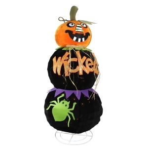 38 Lighted Standing Spooky Black Jack-o-Lantern Pumpkin Halloween Decoration - All