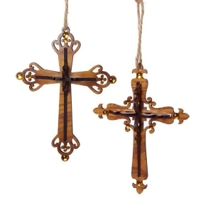 Club Pack of 12 Brown Wooden Carved Cross Religious Holiday Christmas Ornaments 6.5 - All