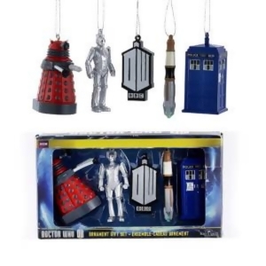 5-Piece Multi-Colored Doctor Who Miniature Christmas Ornament Gift Set - All