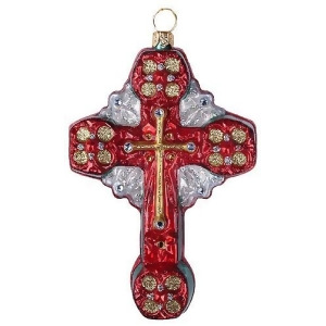 Religious Baptist Cross Polonaise Christmas Ornament Red Green #Ap1775r - All