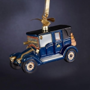 5.25 Downton Abbey Antique Style Lord Grantham's 1911 Blue Renault Glass Car Christmas Ornament - All