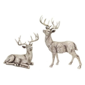 Set of 2 Decorative Distressed Finish Deer Figurines 12.5 and 20 - All