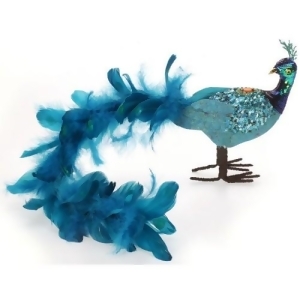 24 Regal Peacock Flowing Bondi Blue Closed-Tail Bird Christmas Table Top Decoration - All