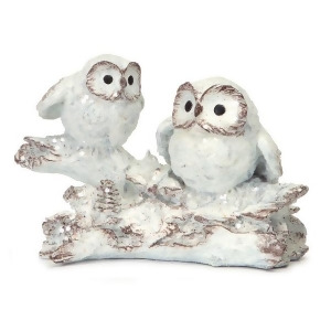 6 Enchanted Forest White Owl Duo Perched on a Branch Decorative Table Top Figure - All