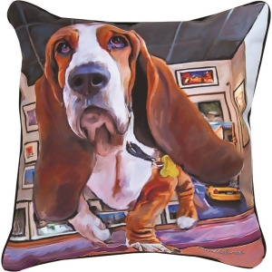 18 Paws And Whiskers Bumping Along Basset Hound Printed Indoor/ Outdoor Decorative Pillow - All