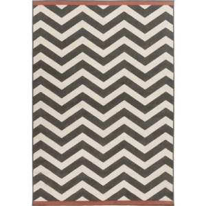 5.25' x 7.5' Classic Chevrons Charcoal Gray and Cream White Shed-Free Area Throw Rug - All