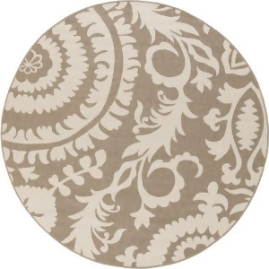 5.25' Flowery Maze Beige and Taupe Shed-Free Round Area Throw Rug - All
