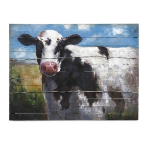 40 Bella Blue Country Rustic Rural Farm Cow Oil Painting on Pinewood Wall Panel - All