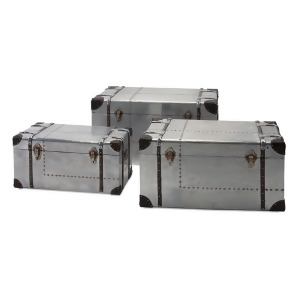 Set of 3 Denali Aviator Aluminum Storage Trunks with Faux Leather and Rivet Accents 32.35 - All