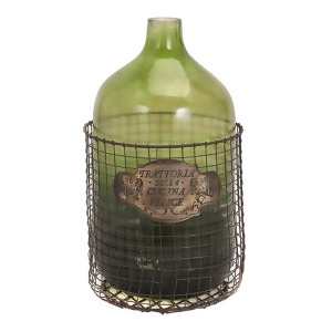 19 Cucina Felice Italian Inspired Green Glass Jug with Iron Cage and Medallion - All