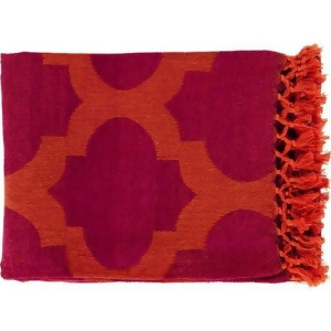 50 x 70 Warm Hearth Burgundy and Orange Fringed Cotton Throw Blanket - All