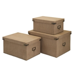Set of 3 Kortana Industrial Style Burlap Storage Boxes with Nail Head Accents 17.25 - All