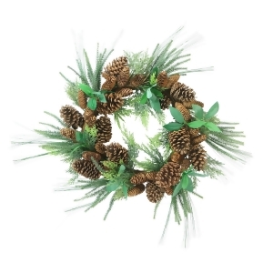 24 Mixed Pine Artificial Christmas Wreath with Pine Cones Unlit - All