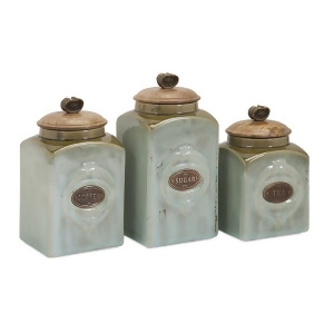 Set of 3 Aldermann Coffee Tea and Sugar Retro Inspired Ceramic and Wood Canisters 9 - All