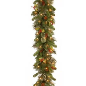 9' x 12 Pre-Lit Wintry Pine Artificial Christmas Garland with Cones Berries and Snow Clear Lights - All