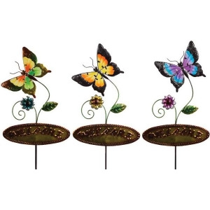 Pack of 6 Butterfly Welcome Stakes Green Yellow and Blue Metal and Glass 45 - All