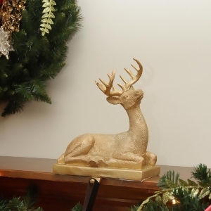 10 Embellished Gold Lodge Style Sitting Deer Decorative Christmas Stocking Holder - All
