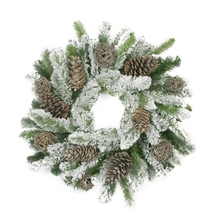 24 Flocked Pine Cone and Twig Ball Artificial Christmas Wreath Unlit - All