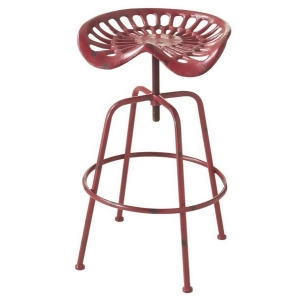 26 Distressed Cherry Red Farm Country Tractor Adjustable Height Stool - All