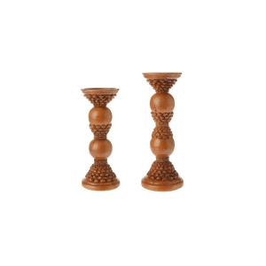 Set of 2 Country Rustic Brown Pine Cone Pillar Candle Holders 12 - All