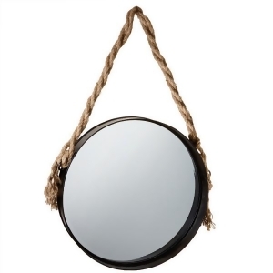 40.5 Large Urban Chic Round Mirror with Rustic Rope Hanger - All