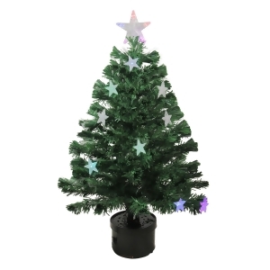 3' Pre-Lit Led Color Changing Fiber Optic Christmas Tree with Stars - All