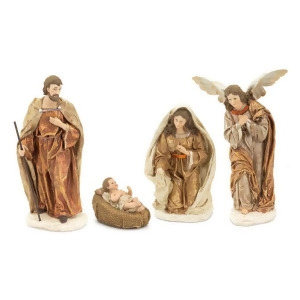 Set of 4 Nativity Baby Jesus Mary Joseph and an Angel Scene Christmas Table Top Figurines 11.5 - All