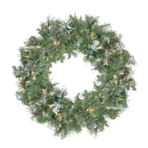 24 Pre-lit Snow Mountain Pine Artificial Christmas Wreath Clear Lights - All