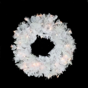 24 Pre-lit White Iridescent Mixed Pine Artificial Christmas Wreath Clear Lights - All