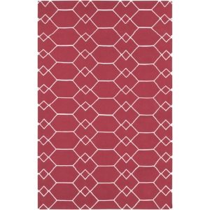 2' x 3' Diamonte Cranberry Red and Biege Reversible Hand Woven Wool Area Throw Rug - All