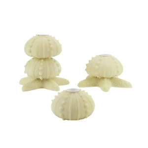Set of 3 Beach Inspired Cream Star Fish Seashell Taper Candle Holders - All