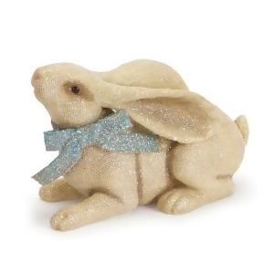 11 Laying Lop Eared Bunny Rabbit with Blue Bow Spring Easter Decoration - All