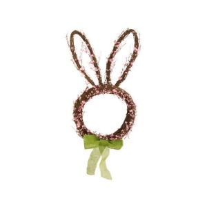 26 Berry Grapevine Easter Bunny Rabbit Head with Green Bow Artificial Spring Floral Wreath Unlit - All